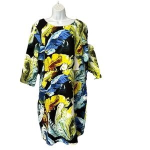 ILE Midi Dress Women's 14 Floral 3/4 Sleeve Cottagecore Artsy Easter MSRP $79‎